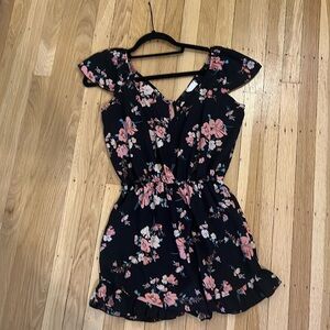Pins and Needles Black Floral Romper